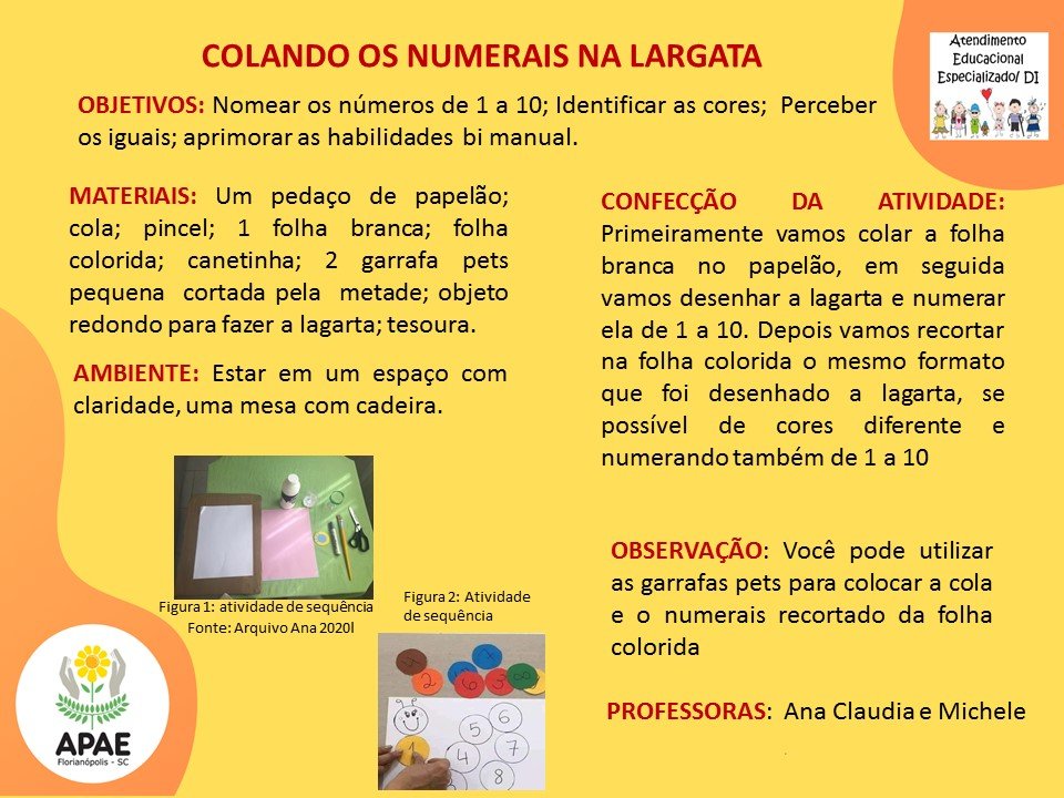 Atendimento Educacional Especializado - Colando os Números na Lagarta