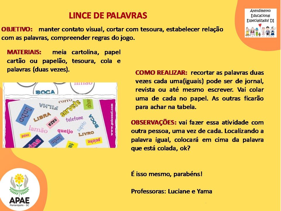 Lince de Palavras - Atendimento Educacional Especializado