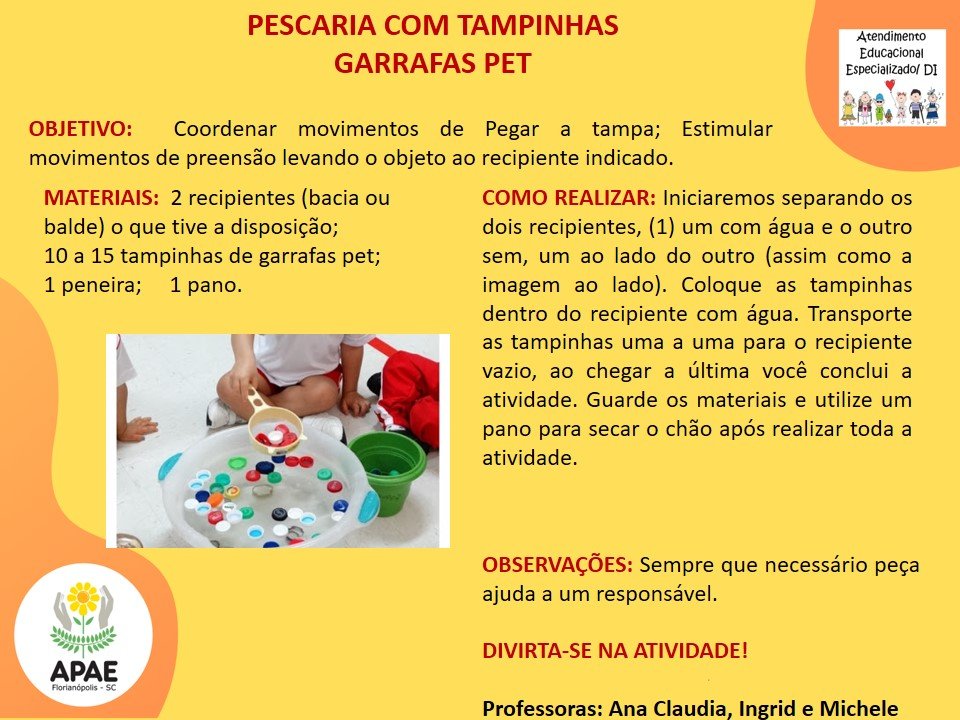 Pescaria das tampinhas - Atendimento Educacional Especializado