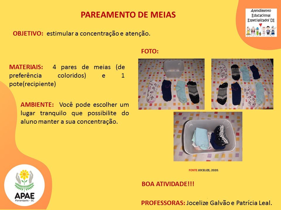 Serviço Pedagógico Específico - Pareamento de Meias