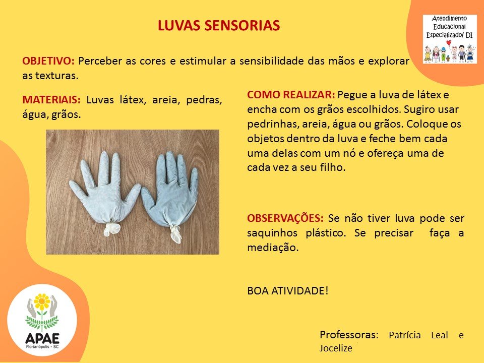 Serviço Pedagógico Específico - Luvas Sensoriais