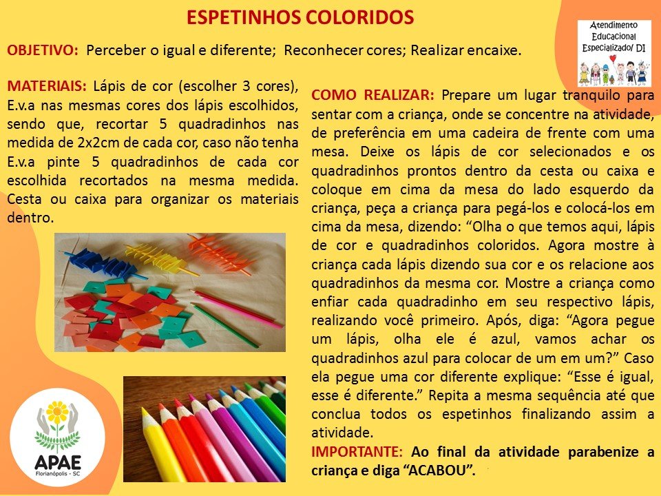 Estimulação Precoce 1 - Espetinhos Coloridos