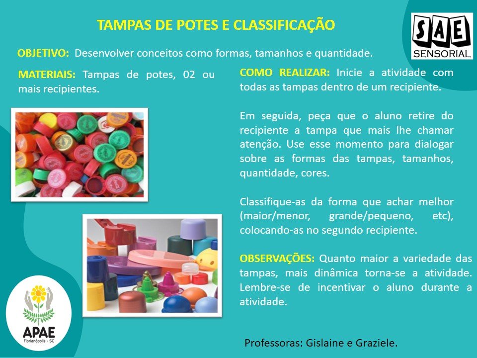 Tampas de Potes  - SAE Sensorial
